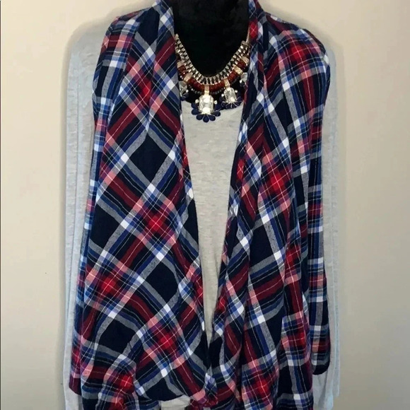 Vestique Plaid Flannel Drape Front Vest Size Small - Picture 1 of 7